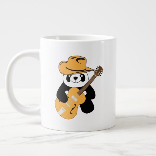 Sonniger Panda mit Gitarre Jumbo-Tasse (Links)