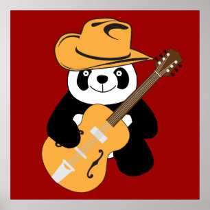 Sonniger Panda mit Gitarre Poster