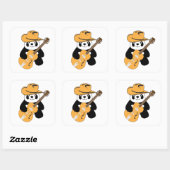 Sonniger Panda mit Gitarre Quadratischer Aufkleber (Blatt)