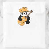 Sonniger Panda mit Gitarre Quadratischer Aufkleber (Tasche)
