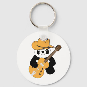 Sonniger Panda mit Gitarre Schlüsselanhänger