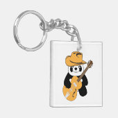 Sonniger Panda mit Gitarre Schlüsselanhänger (Vorderseite links)