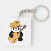 Sonniger Panda mit Gitarre Schlüsselanhänger (Rückseite)