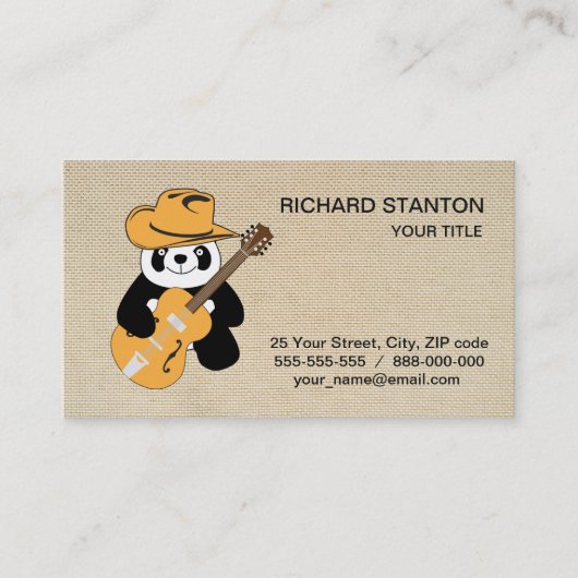 Sonniger Panda mit Gitarre Visitenkarte (Vorderseite)