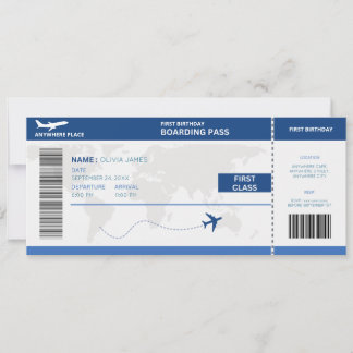 Sonniger Pass, Boarding Pass Ticket 1. Geburtstag Einladung
