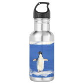 Sonniger Pinguin auf Eis-Foto Edelstahlflasche (Vorderseite)