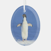 Sonniger Pinguin auf Eis-Foto Ornament Aus Glas (Vorderseite links)