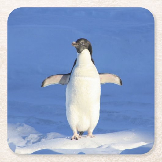 Sonniger Pinguin auf Eis-Foto Rechteckiger Pappuntersetzer (Vorderseite)