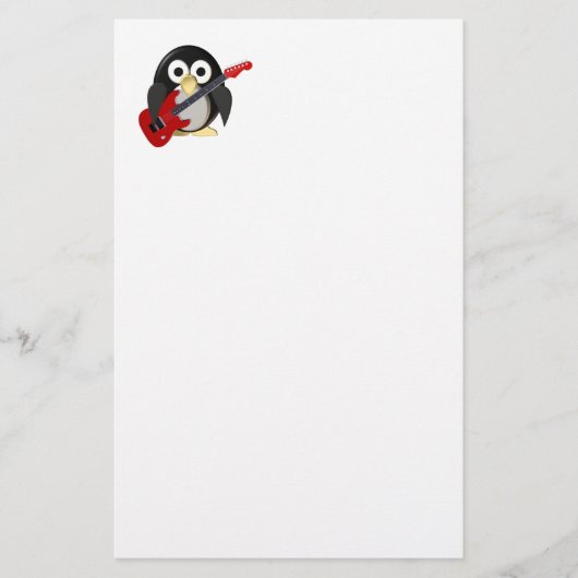 Sonniger Pinguin mit Gitarre Briefpapier (Vorderseite)