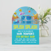 Sonniger Pool, Schwimmbad, Party Einladung (Stehend Vorderseite)