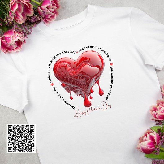 Sonniger Rot Melting Heart Valentinstag T-Shirt