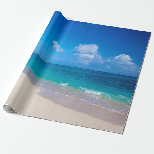 Sonniger Sandstrand von Tropical Island Beach Geschenkpapier (Ungerollt)