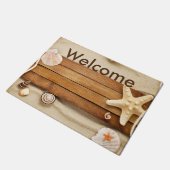 "Sonniger Seashell-" Strand-Tür-Matte Fußmatte (Schrägansicht)