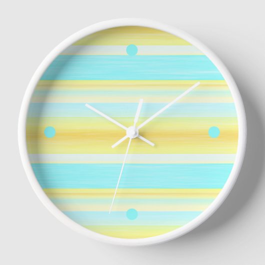 Sonniger Sommer Gelbe Aqua Blaue Wasserfarbe Strei Uhr (Vorderseite)