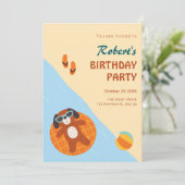 Sonniger Sommer Hundstrandfest Geburtstag Einladung (Stehend Vorderseite)