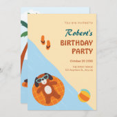 Sonniger Sommer Hundstrandfest Geburtstag Einladung (Vorne/Hinten)