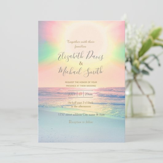 Sonniger Sommer mit tropischer Sonne Einladung (Stehend Vorderseite)