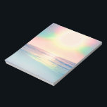 Sonniger Sommer mit tropischer Sonne Notizblock<br><div class="desc">Dieses wunderschöne Tropical Beach Holographic Sunset Seacape Foto bringt Ihrer Wohngestaltung ein Gefühl von einem ruhigen, entspannten Sommerurlaub. Mit einem phantastischen Sonnenuntergang mit herrlichen Regenbogenfarben über dem Meer, rosa und grüne Meereswellen, leuchtendem, hellblauen und lavendelfarbenem Strand-Sand und einer hellen, regenbogenfarbenen, leuchtenden Sonne, die eine Mischung aus rosa, aquamarin, blau, aqua-grün,...</div>