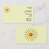 Sonniger Sommer Sun. Gelb auf Creme Visitenkarte (Vorne/Hinten)