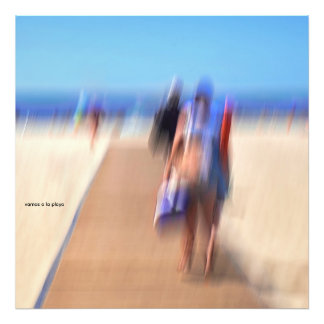 Sonniger Sommerstrand farbenfroher Ozean Sonne Som Fotodruck