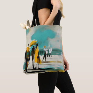 Sonniger Spaziergang – Abstrakte Figuren im offene Tasche