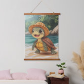 Sonniger Spaziergang: Die Strandschildkröte Wandteppich Mit Holzrahmen (Schlafzimmer)