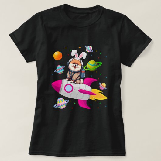 Sonniger Spitz im Weltraumplaneten Osterhundebesit T-Shirt (Design vorne)