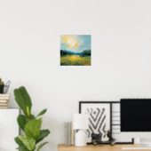 Sonniger Strand mit Bäumen – Quadratisches Poster, Poster (Heimbüro)