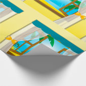 Sonniger Strandblick durchs offene Fenster Geschenkpapier