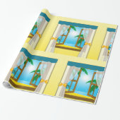 Sonniger Strandblick durchs offene Fenster Geschenkpapier (Ungerollt)