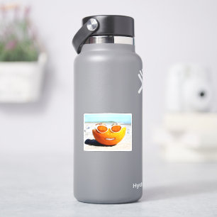 Sonniger Strandtag Orange Aufkleber