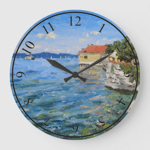 Sonniger Tag am Bodensee in Süddeutschland Große Wanduhr