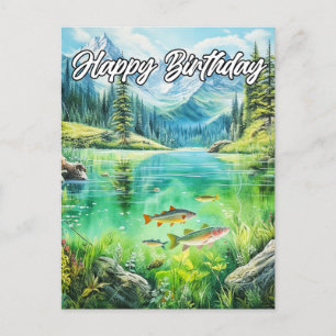 Sonniger Tag am ruhigen Teich Postkarte