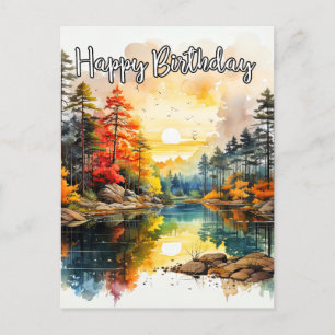 Sonniger Tag am Teich   Alles Gute zum Geburtstag Postkarte