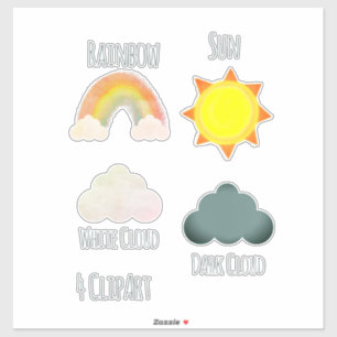Sonniger Tag Bewölkter Wetter-Schulprojekt ClipArt Aufkleber