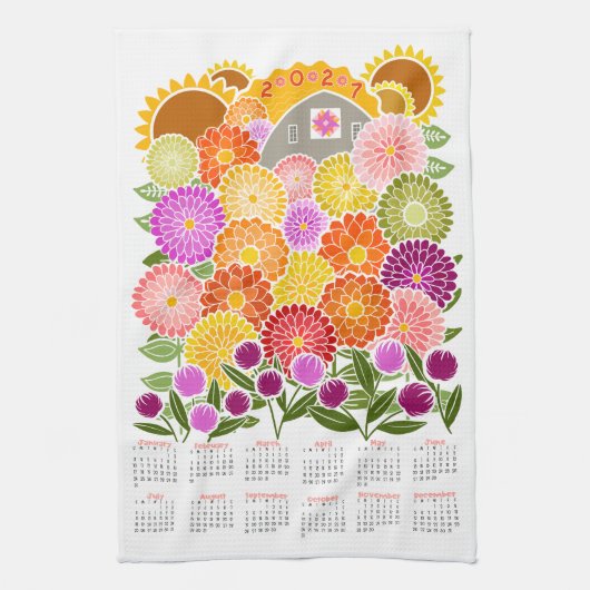 Sonniger Tag Kalender Geschirrtuch (Vertikal)