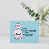 Sonniger Valentinstag Oktopus Feiertagspostkarte (Stehend Vorderseite)