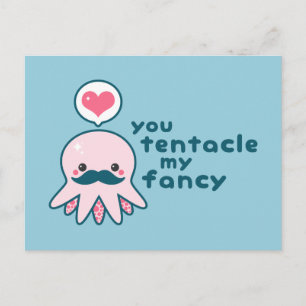 Sonniger Valentinstag Oktopus Feiertagspostkarte