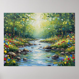 Sonniger Waldstrom Poster