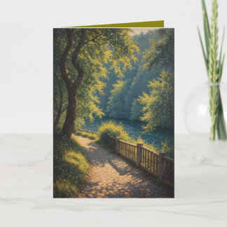 Sonniger Waldweg durch die Bäume Karte