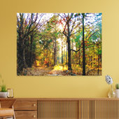 Sonniger Waldweg im Herbst Leinwanddruck (Insitu (Wohnzimmer))