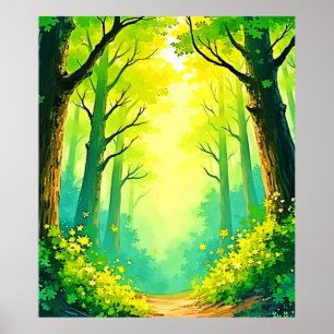 Sonniger Waldweg Poster