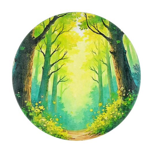 Sonniger Waldweg Schneidebrett (Vorderseite)