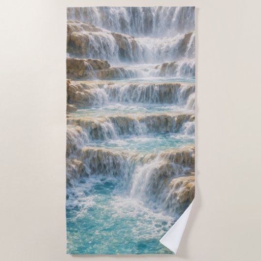 Sonniger Wasserfall-Canyon Strandtuch (Vorderseite)
