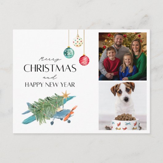 Sonniger Weihnachtsbaum auf Fotos der Familie Airp Postkarte (Vorderseite)