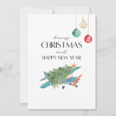 Sonniger Weihnachtsbaum im Foto von Flugzeug und F Karte (Vorderseite)