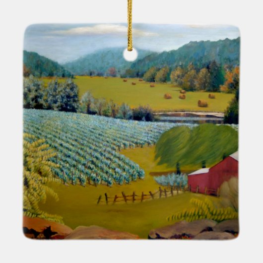 Sonniger Weinberg Keramikornament (Rückseite)