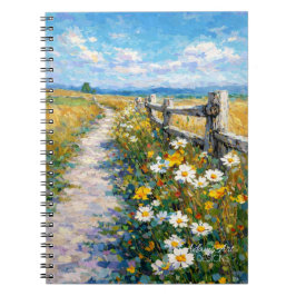 Sonniger Wildblumenweg Impressionistische Wiese Notizblock