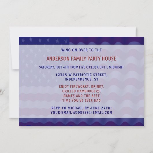 Sonniges 4. Juli Party | Adlerbrände Einladung (Rückseite)