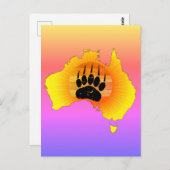 Sonniges Australien Karte Bär mit Retro Sunset (Vorne/Hinten)